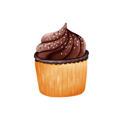 chocolate cupcake isolated on white
