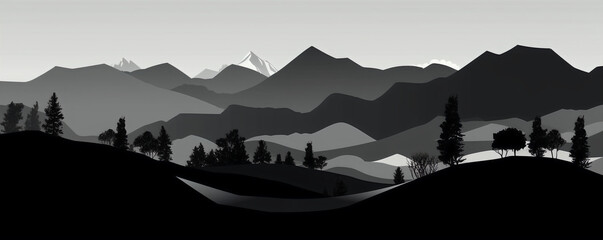 Hills Silhouette Vector Illustration for Vibrant Design and Effective Marketing. Generative AI