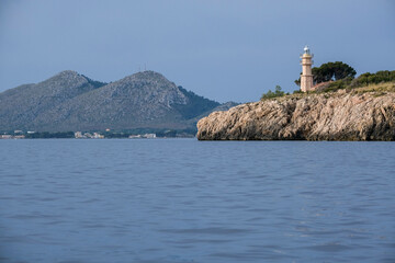 Punta de la Avanzada Lighthouse, Tramuntana coast, Pollensa, Majorca, Balearic Islands, Spain