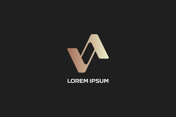 VA modern luxury wordmark typography logo design, va golden company initials. va lettering, va intitals