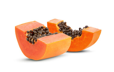 slices of sweet papaya isolated on transparent png