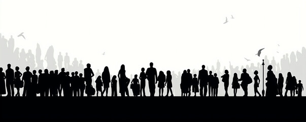 Naklejka premium silhouette of cheering crowd in protest. generative ai