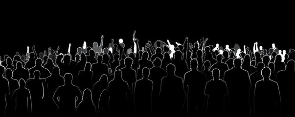 silhouette of cheering crowd in protest, isolated vector illustration on white background for logo, graphic design, advertising, and marketing. generative ai
