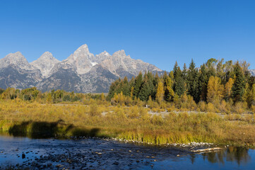 Scenic Landscape Reflection in the Tetons in Autumn