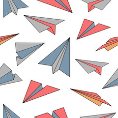 Flying Paper Plane Pattern Outline