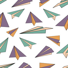 Flying Paper Plane Pattern Outline