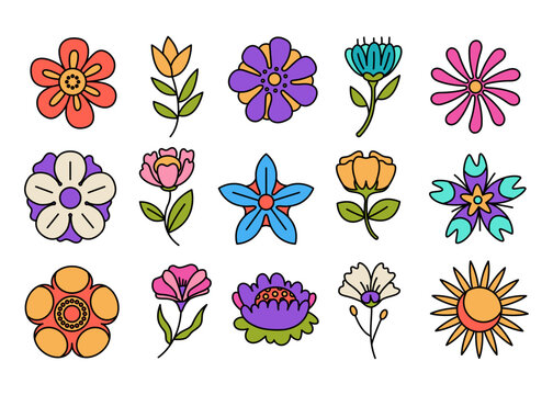 Spring Flower Illustration Set