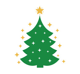 Cute Christmas tree on transparent backgroun. Png illustration.