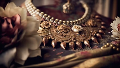 elegant and royal indian bridal jewelry wallpaper for dreamy wedding generative ai