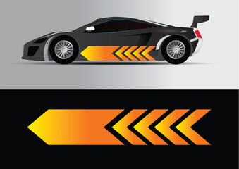 Fototapeta premium Sport car decal stripes. Car tuning stickers, speed racing stripes. Red markings for transport. Isolated on black background 33