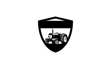 Tractor for farm symbol with silhouette style for logo template, sign and brand.