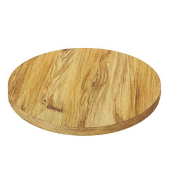 Watercolor illustration of round wooden cutting board for kitchen, for camping on a white background. Hand drawn