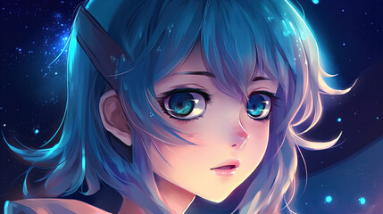 Fototapeta premium Anime girl with beautiful eyes. Generative AI.