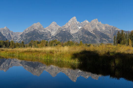 Scenic Landscape Reflection in the Tetons in Autumn © natureguy