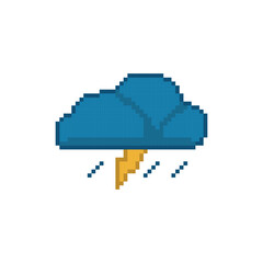 Thunderstorm pixel art icon vector design