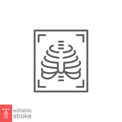 X-ray icon. Simple outline style. Radiology, chest, lung, scan, bone, technology, medical concept. Thin line symbol. Vector symbol illustration isolated on white background. Editable stroke EPS 10.