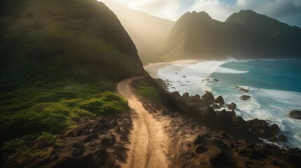 Hawaiian Trail Journey: Time and Ancient Landscapes - Generative AI