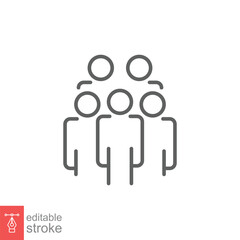 Crowd icon. Simple outline style. Organisation, group, management, people, team, business concept. Thin line symbol. Vector symbol illustration isolated on white background. Editable stroke EPS 10.