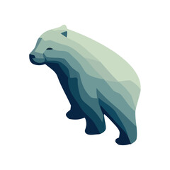 Cute arctic bear standing on white wallpaper