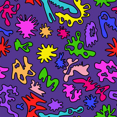 Seamless abstract unique pattern with cartoon simple colorful elements