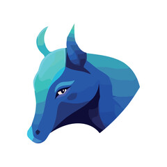 Cute cartoon cow with horned silhouette design