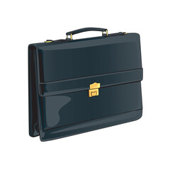 black leather briefcase isolated