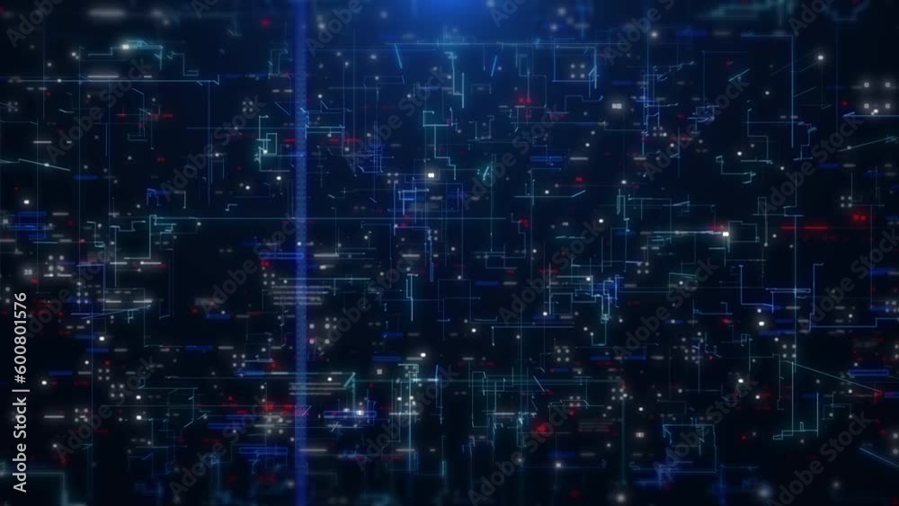 Aufkleber Technology background of data network connection fly through cyberspace 4K motion background.