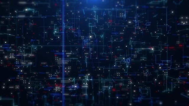 Technology background of data network connection fly through cyberspace 4K motion background.