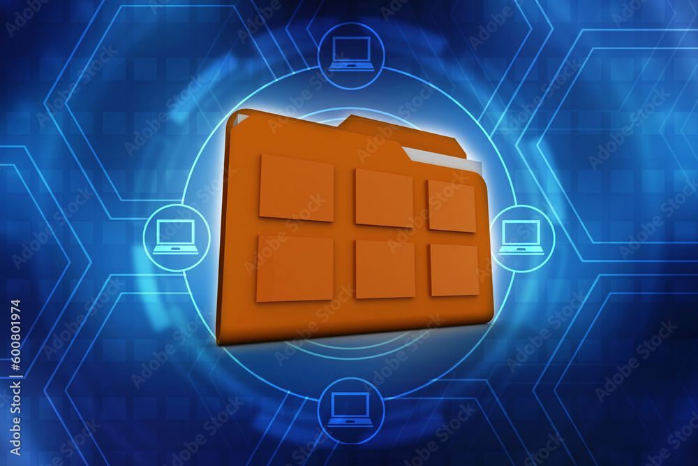 Poster 3d rendering folder with documents