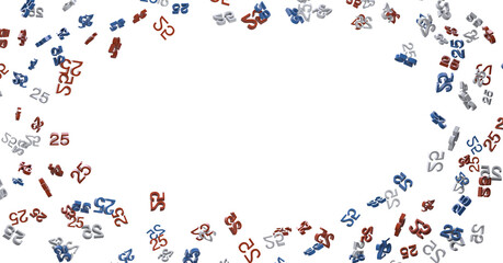 3d golden 25 years anniversary celebration with star background. 3d illustration.