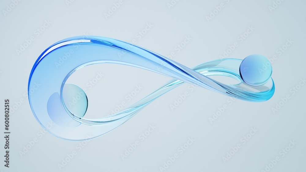 Fototapete 3d abstract background on light background, gradient glass dispersion with crystal ball, iridescent 