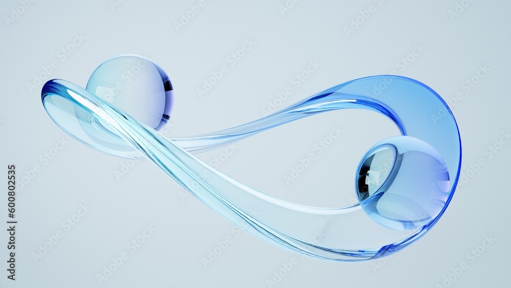 Fototapete 3d abstract background on light background, gradient glass dispersion with crystal ball, iridescent 