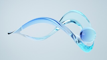 3D Abstract background on light background, gradient glass dispersion with crystal ball, Iridescent design element for banner background.