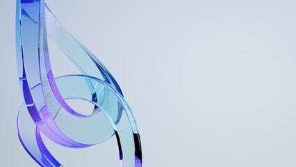 3D Abstract background on light background, gradient glass with blue dispersion, Iridescent design element for banner background.