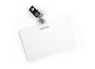 White badge ID isolated against white background