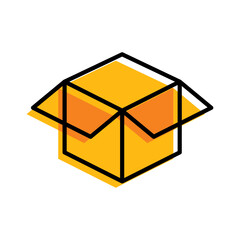 open box package yellow outline ecommerce Icon button