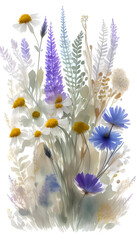 Fototapeta na wymiar A Filed of Wildflowers. A Playful and Colorful Abstract Flower Illustration. Ethernal and Dreamlike. Generated AI.