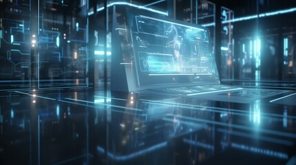 Futuristic Technology With Computer And Glass