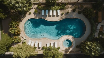 Pool From Above With Plants