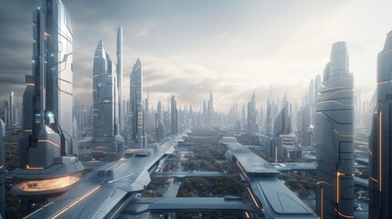Futuristic Cityscape With Smart Buildings