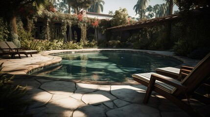 Jungle Pool With Palm Trees