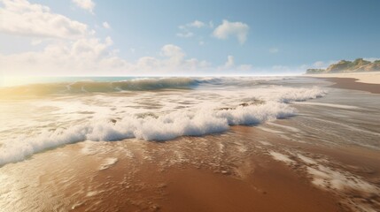 Close Up Beach With Foam Wave