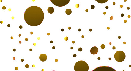 Golden serpentine confetti on transparent background. luxury isolated