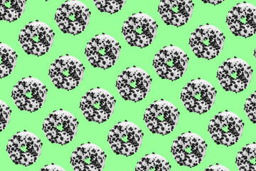 Cookie donut pattern on green background