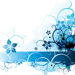 A background with floral elements in blue tones