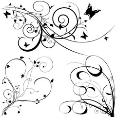 Floral elements C - popular floral segments in vector illustration