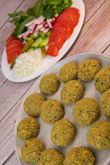 Fried falafel balls with chopped legumes and chickpeas,High quality photo