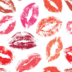 Seamless pattern, print of lips, vector illustration