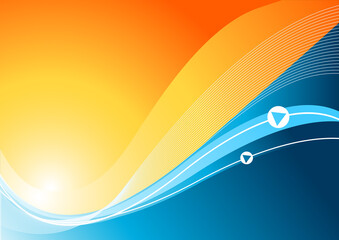 Vector Wave Background in blue and orange