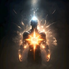 Naklejka premium The Divine Spark Within: Unlocking the Transcendence of Human Potential